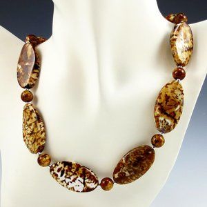 Tiger Agate and Sterling Silver Necklace